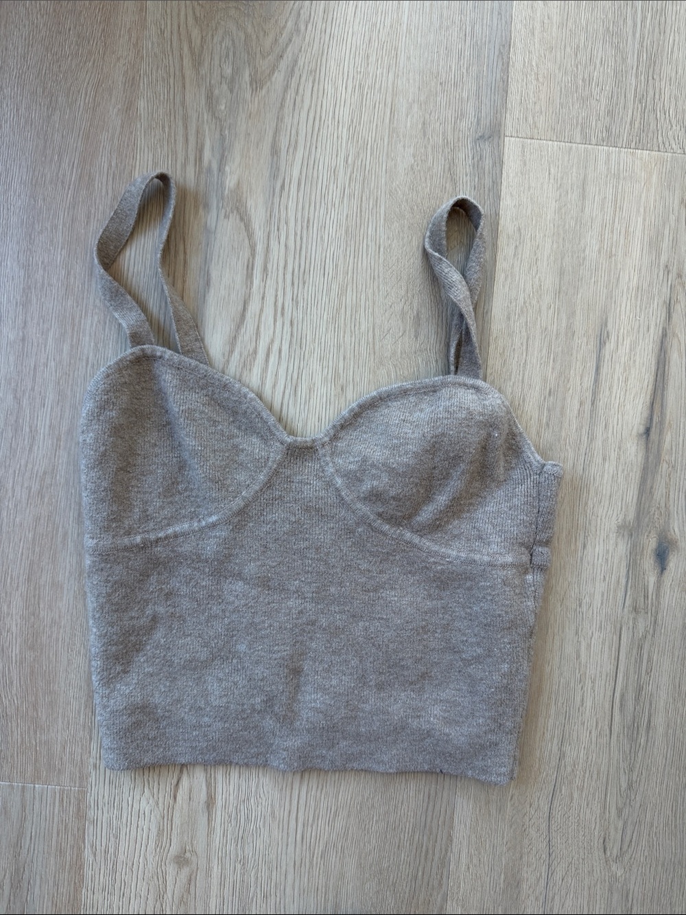 Aritzia Women's Knit Bustier Sweater Top - Taupe Small
